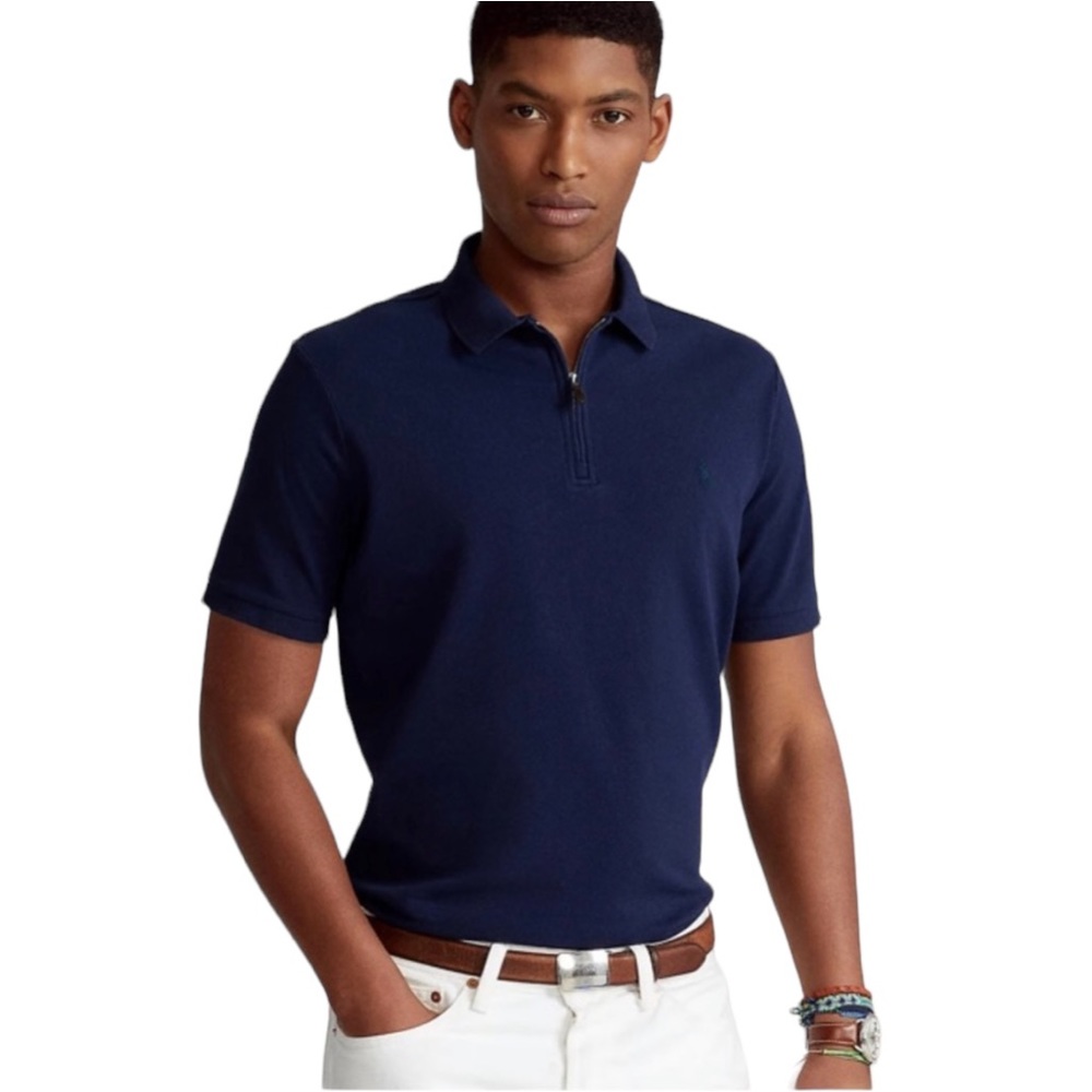 Polo Ralph Lauren Classic-Fit Stretch Mesh Short-Sleeve Zip Polo Shirt Large NWT
